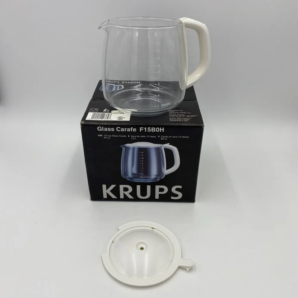 Krups Unisex 12-Cup Glass Carafe White F15B0H Replacement FME Coffee Maker Pot